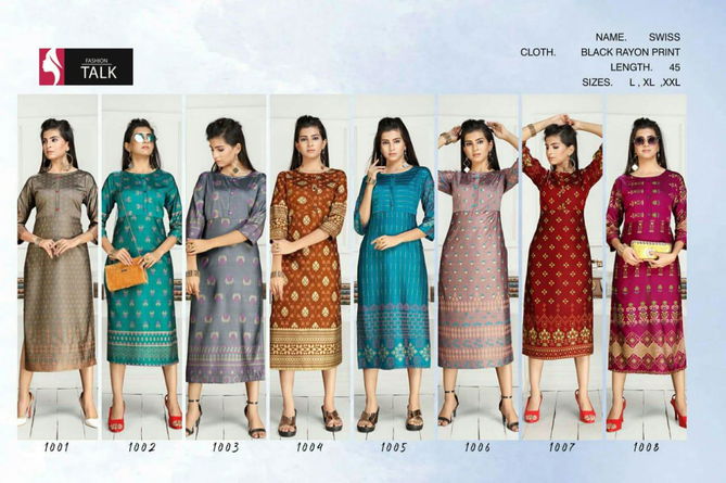 Ft Swiss Latest Fancy Casual Wear Heavy Rayon Printed Designer Kurtis Collection
